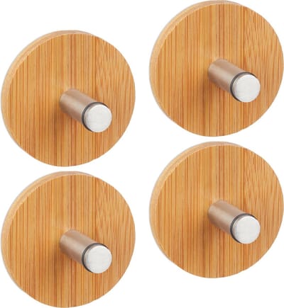 Jumada's Wandhaak - Zelfklevend - Muur haak - Zilver - Hout - Badkamer - Kamer - 4 stuks