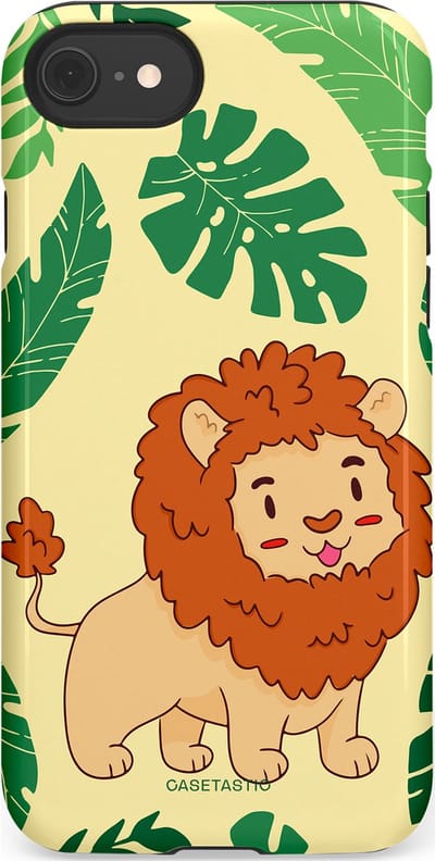 Casetastic Hoesje Geschikt voor Apple iPhone 7/8/SE - Stijlvolle Beschermende Duo-layer Case - Jungle Leeuw Ontwerp