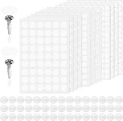 Screw Hole Stickers en Zelfklevende Schroefdeksels voor Kasten, Tafels en Kledingkasten - 12 Vellen met 1160 Stuks en 100 Witte Dekselletjes