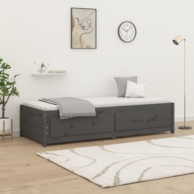 vidaXL - Slaapbank - 90x200 - cm - massief - grenenhout - grijs