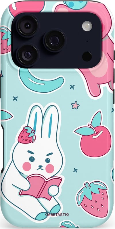 Casetastic hoesje geschikt voor Apple iPhone 17 Pro - MagSafe - Dubbellaagse bescherming - Fruitige vriendjes - Fashion Case - Mintgroen Lichtgrijs Lichtroze Wit