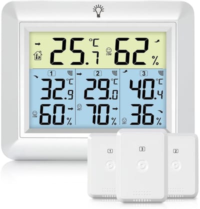 Met Buitensensor - Weerstation Binnen en Buiten - Weermeter Draadloos - Temperatuurdisplay