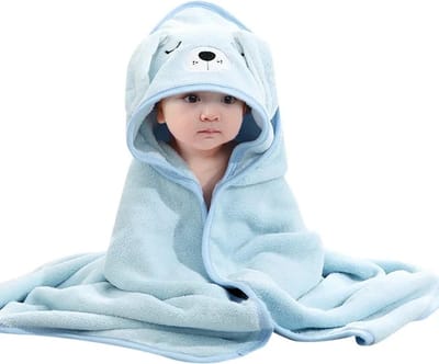 Blauw - Hond - Badcape - Baby Handdoek - Zachte Poncho - Badhanddoek - Met Capuchon - Badponcho - Dieren - Baby fleecedeken - Baby en Peuters - 0-3 jaar - Babydeken - Babycape - Wikkeldeken - Kraamcadeau - Handdoek - Kleuter - Geboorte Cadeau