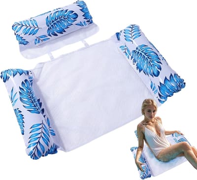 Opblaasbaar Zwemluchtbed - Drijvend Ligbed - Waterrecreatie Zomer - Afneembaar Net - 70 x 130 cm - Blauw
