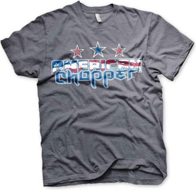 American Chopper Heren Tshirt -S- Flag Logo Grijs