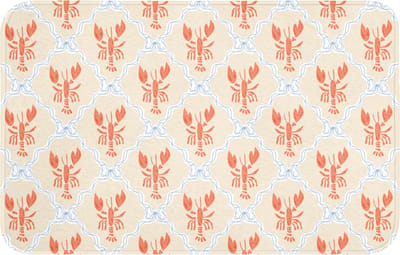 WC mat 80x50 cm - Antislip - Kreeft - Geel - Patroon - Toiletmat - Vloermat - Douchemat - Toilet tapijt - Toiletmatten