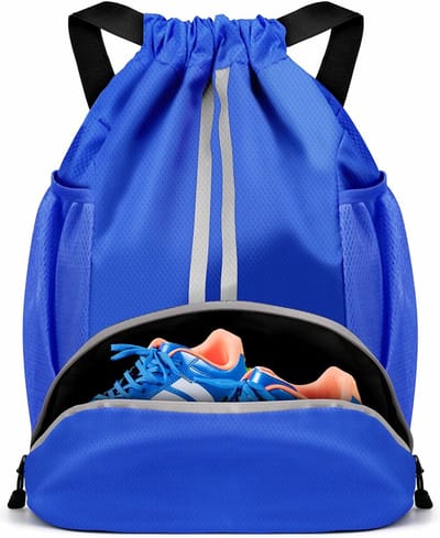 Rugzakken-Sporttas-Gymtassen-Waterdichte Zwem-En Sporttas Met Trekkoord-Schoenenvak En Waterdicht Vak Voor Dmes/Heren-Blauw