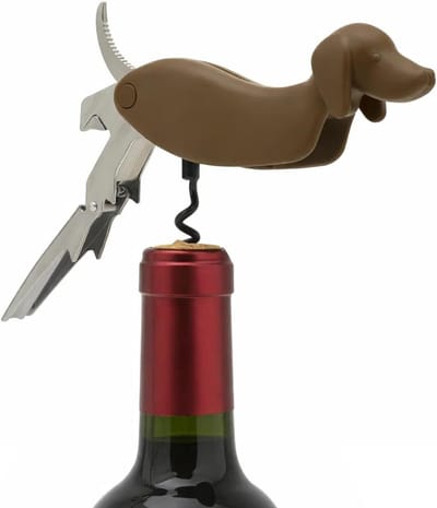 Worst Hond Flesopener - Kurkentrekker Barman Tool - Drank Flessen Openen - 3-in-1 Functie - Niet Gespecificeerd - Bruin