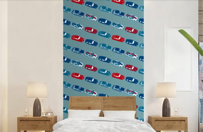 Behang - Fotobehang Patroon - Auto - Race - Jongens - Kinderen - Kids - Kind - Breedte 120 cm x hoogte 240 cm