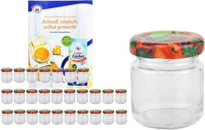 28-delige set van 53 ml Tot 43 fruitdecor potdeksels incl. Diamant Gelierzauber receptenboekje