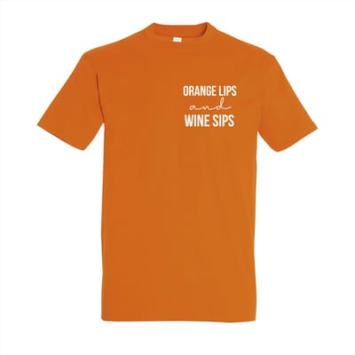 Shirt Oranje - Koningsdag shirt met tekst - Maat S - Oranje lips and wine sips