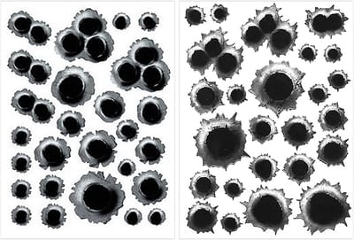 Dailygoods- Kogelgatenstickers 2 Stuks - Simulated Bullet Hole Stickers - Decoratieve Stickers - PVC Materiaal - Waterdicht - 21 x 30 cm - Decoratiestickers