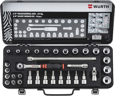 Wurth - 3/8 inch dopsleutels Assortiment met 34 stuks - 3/8 inch dopsleutels Assortiment met 34 stuks x 1 st