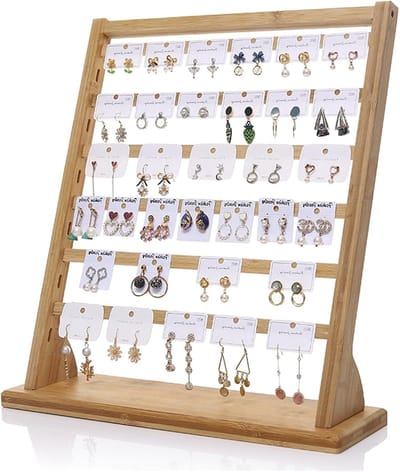 Sieradenhouder Stand - Juweliersrek - Sieraden Presenteren - Grote Capaciteit - 40 x 12 x 42 cm - Natuurlijk