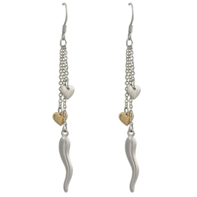 Behave - Oorbellen - Dames - Oorhangers - Goud/Zilverkleur - Hartjes - 8 cm