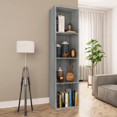 vidaXL - Boekenkast - / - tv-meubel - 36x30x143 - cm - grijs - sonoma - eikenkleurig