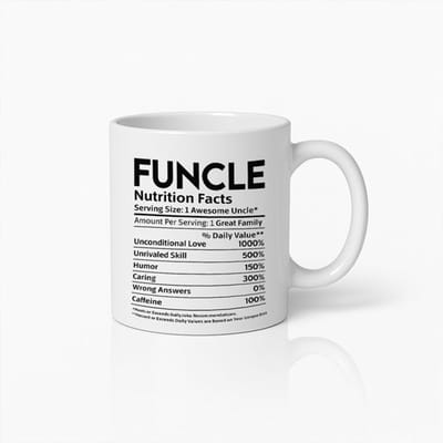 Grappige Funcle Mok 330 ml – Nutrition Facts Koffiemok – Leuk Oom Cadeau voor Verjaardag of Vaderdag