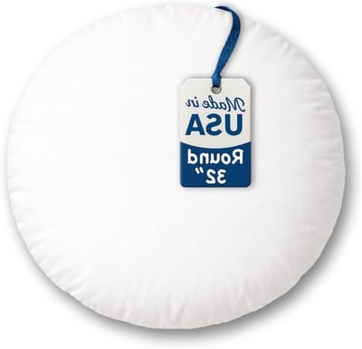 Foamily Premium Hypoallergeen Rond Stuffer Kussen Vloer Invoegen Sham Vorm Polyester, 32"L X 32" W, Standaard/Wit
