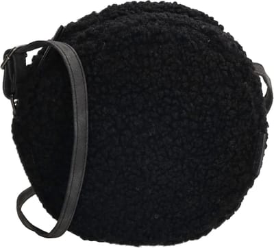 Beagles Navarra Crossbody Schoudertas Rond Soft Teddy - Zwart