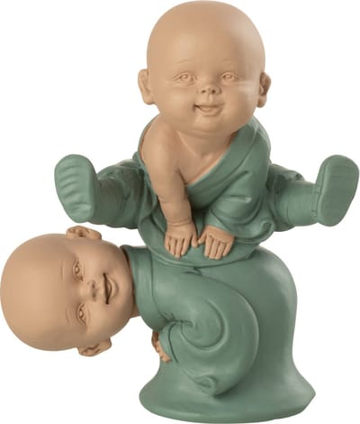 J-Line figuur Monnik Springend - polyresin - groen
