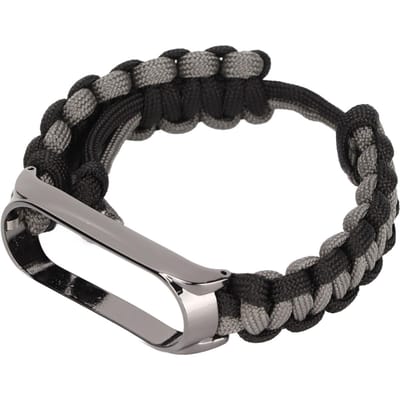 Paracord Polsbandje voor Xiaomi Mi Band 6 5 NFC Horloge Verstelbare Vervangende Polsband Type 1 black
