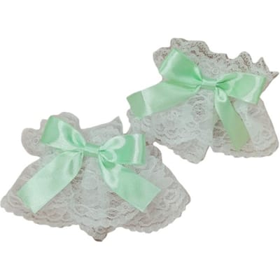 Donkere Gothic Lolita Polsmanchetten Lieflijke Satijnen Strik Ruffles Bloemenkant Tule Armband Polsband Japanse Anime Meid Cosplay E56F groen