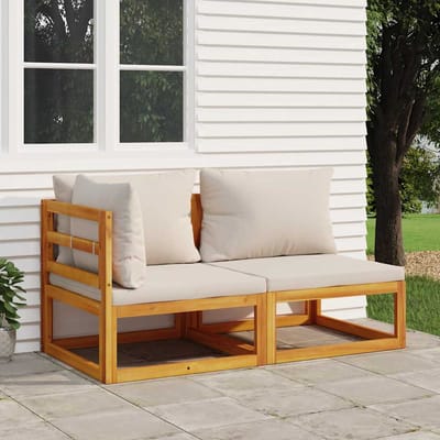 vidaXL - 2-delige - Loungeset - met - kussens - massief - acaciahout
