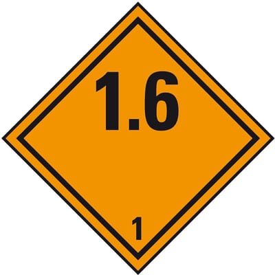 ADR klasse 1.6 sticker explosieve stoffen 150 x 150 mm