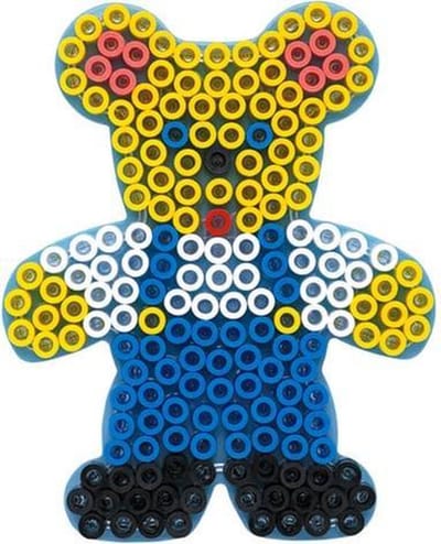 Hama MAXI BEER / TEDDYBEER / KNUFFEL BEERTJE strijkkralen vormpje / figuur / grondplaat voor extra grote maxi strijkparels (strijkkralenbordje / legbordje dier groot) creatief cadeau voor kinderen / peuters en kleuters