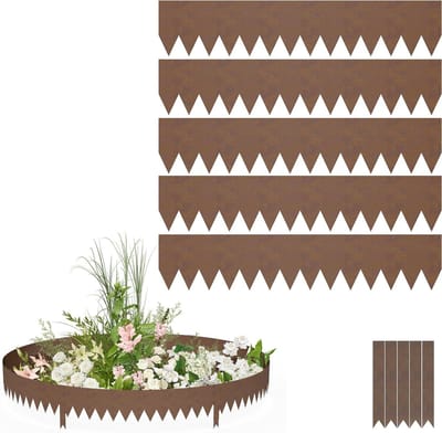 Gazonranden Metaal - Bloembedomranding Palissades - Tuinranden Creëren - Verzinkt Stevig Staal - 5x 100 cm - Bruin