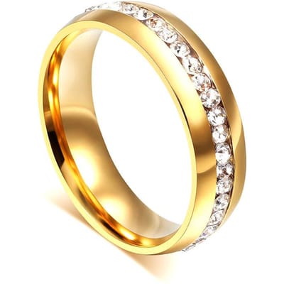 Vnox Goudkleurige Trouwringen Ring voor Vrouwen Mannen Sieraden Roestvrij Staal Verlovingsring Koppel Jubileum Cadeau Geweldige Prijs 6 beige