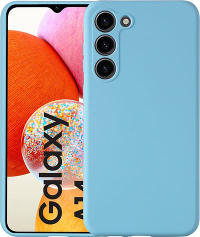 Samsung Galaxy A14 hoesje - Zacht TPU backcover - binnenkant microvezel laagje - Licht blauw