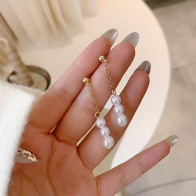 Eenvoudige Parel Oorbellen voor Vrouwen Koreaanse Mode Vintage Gouden Kleur Lange Hangende Oorbellen Feest Statement Sieraden Meisjes Cadeau brown