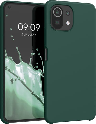 kwmobile telefoonhoesje geschikt voor Xiaomi 11 Lite (5G) NE / Mi 11 Lite (5G) - Hoesje met siliconen coating - Smartphone case in mosgroen