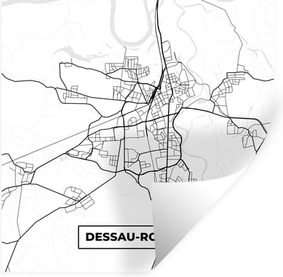 Muurstickers - Sticker Folie - Dessau-Roßlau - Kaart - Stadskaart - Plattegrond - 100x100 cm - Plakfolie - Muurstickers Kinderkamer - Zelfklevend Behang XXL - Zelfklevend behangpapier - Stickerfolie
