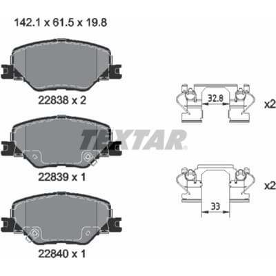 Remblokset TEXTAR 2283801, voor