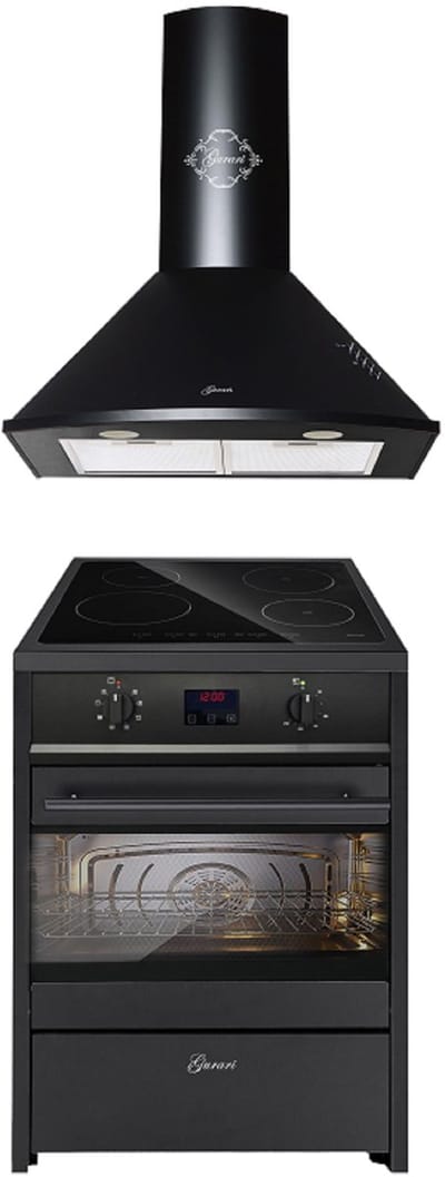 GURARI GCH E 612 BL elektrische vrijstaande fornuis 60 cm+GCH 046 BL 6, Afzuigkap 60 cm