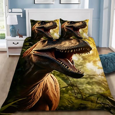 Heet J-Jurassic Dinosaurus Park Wereld Dekbedovertrek Kussensloop Dinosaurus Beddengoed Set Volwassen Jongen Meisje Slaapkamer Decoratie Enkel Dubbel US Full(200*230cm)3pcs