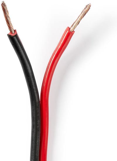 Nedis Speaker-Kabel - 2 x 1.50 mm² - CCA - 100 m - Rond - PVC - Rood / Zwart - Folieverpakking