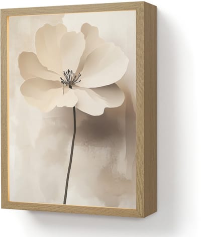 Wandlamp 30x40 cm - Oplaadbaar - Bloem - Beige - Verf - Schaduw - Wandlampen binnen woonkamer - Slaapkamer lamp - Decoratieve nachtlamp - Vloerlamp draadloos
