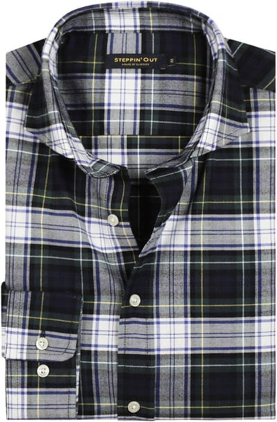 Steppin' Out Flanel Overhemd Ruit Blauw Groen - Maat XL - Heren