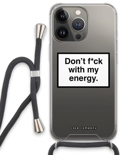 Case Company® - Hoesje met koord geschikt voor iPhone 13 Pro hoesje met Koord - My energy - Telefoonhoesje met Zwart Koord - Bescherming aan alle Kanten en Over de Schermrand