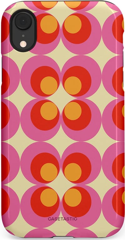 Casetastic hoesje geschikt voor Apple iPhone XR - Dubbellaagse bescherming - Circle boogie - Fashion Case - Roze Rood Zand Okergeel