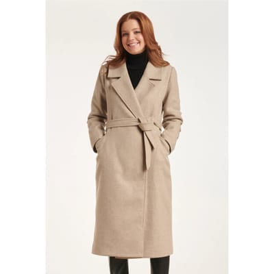 Smashed Lemon 24552 lange beige jas met grote revers