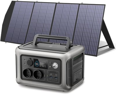 Powerstation - Generator - Aggregaat - Powerbank - Draagbare - 299Wh LiFePO4 - 600W AC Uitgang en 200W Zonnepaneel - voor Kamperen en Noodstroomvoorziening