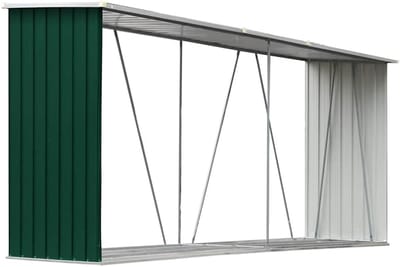 Houthok - Brandhout Opslag - Buiten Opslaan - Verhoogd Bodemframe - 330x84x152cm - Groen