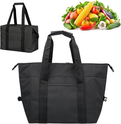 Lunch Bag - Vouwbare Geïsoleerde Tas - Thermische Tas met Folielaag voor Werk - School - Excursies - Zwart