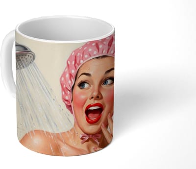 Mok - Koffiemok - Vrouw - Douche - Roze - Mokken - 350 ML - Beker - Koffiemokken - Theemok