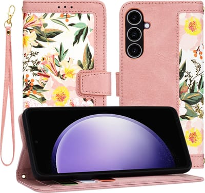Hoesje geschikt voor Samsung Galaxy S23 FE - Techsuit FlipCraft Book Wallet Case met koord - Sweetheart Pink