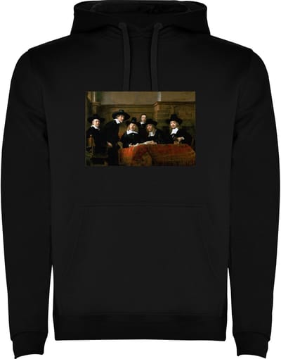 Zwarte hoodie Prachtig schilderij Rembrandt - De Staalmeesters - Oude meesters Maat M